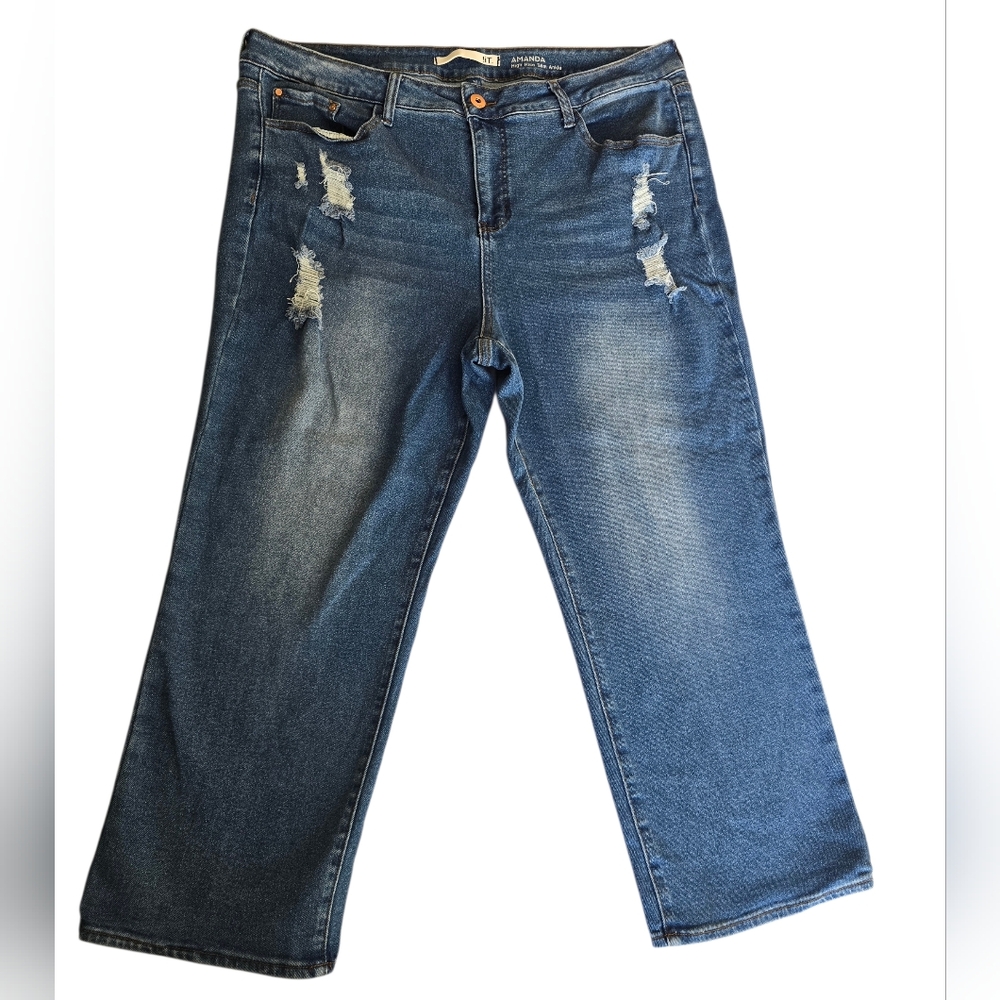 !it Amanda High Rise Slim Ankle Blue Jeans  Distressed‎ Flare Jeans Size 22